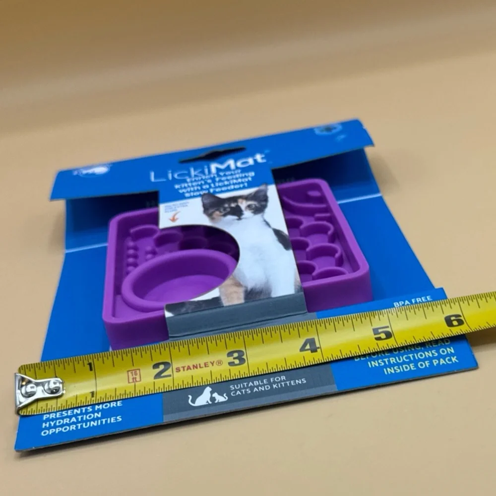 LickiMat Kitty Combination Slow Feeder with Micro Dish Purple - New